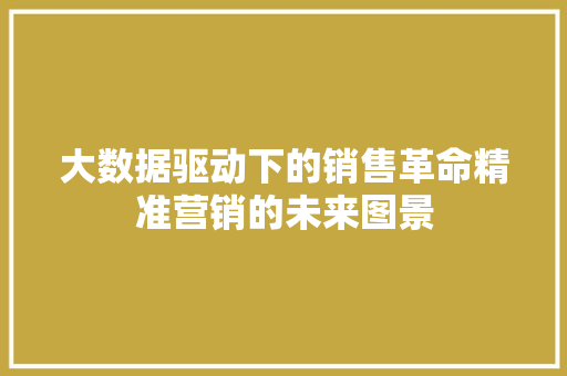 大数据驱动下的销售革命精准营销的未来图景