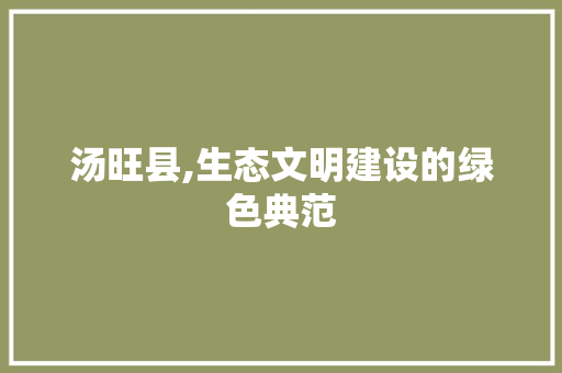 汤旺县,生态文明建设的绿色典范