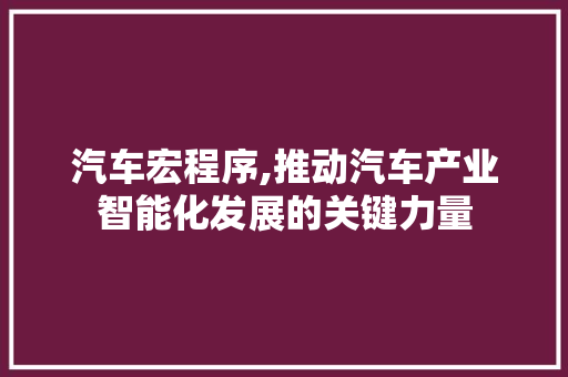 汽车宏程序,推动汽车产业智能化发展的关键力量