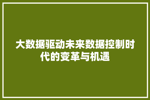大数据驱动未来数据控制时代的变革与机遇