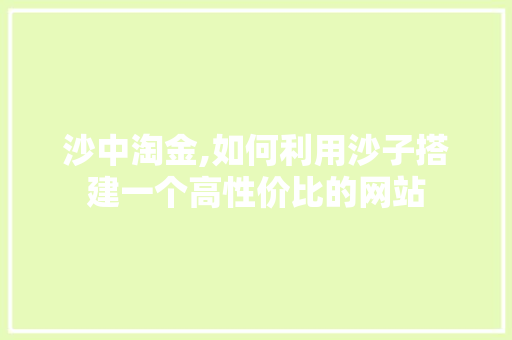 沙中淘金,如何利用沙子搭建一个高性价比的网站