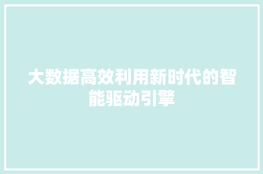 大数据高效利用新时代的智能驱动引擎
