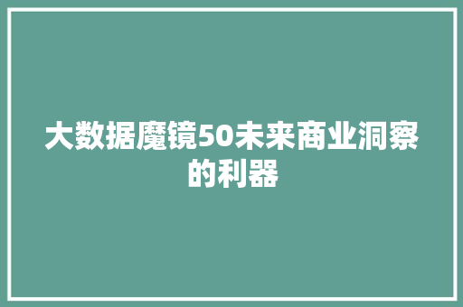 大数据魔镜50未来商业洞察的利器