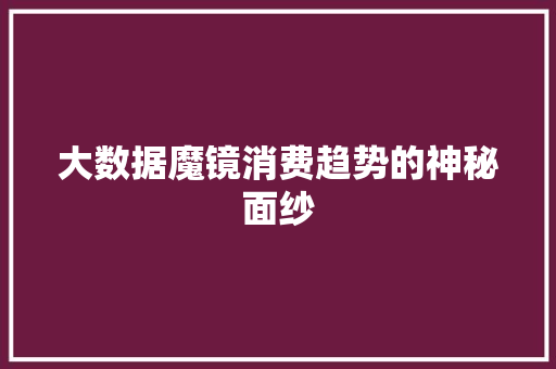 大数据魔镜消费趋势的神秘面纱