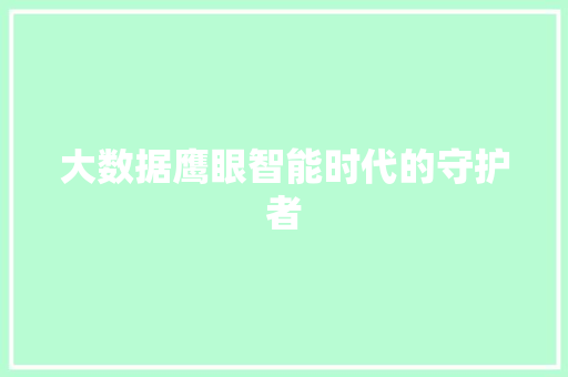 大数据鹰眼智能时代的守护者