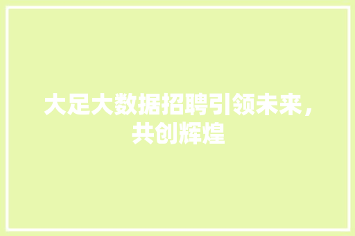 大足大数据招聘引领未来，共创辉煌
