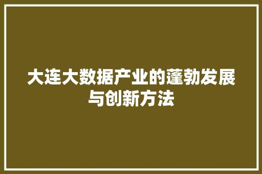 大连大数据产业的蓬勃发展与创新方法