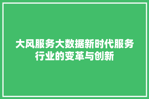 大风服务大数据新时代服务行业的变革与创新