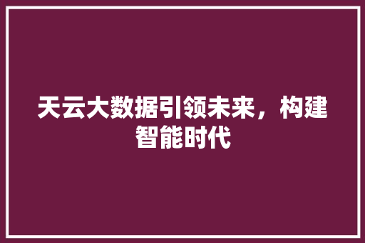 天云大数据引领未来，构建智能时代