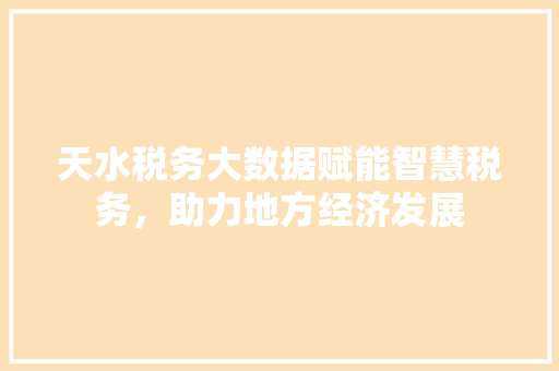 天水税务大数据赋能智慧税务，助力地方经济发展 SEO教程
