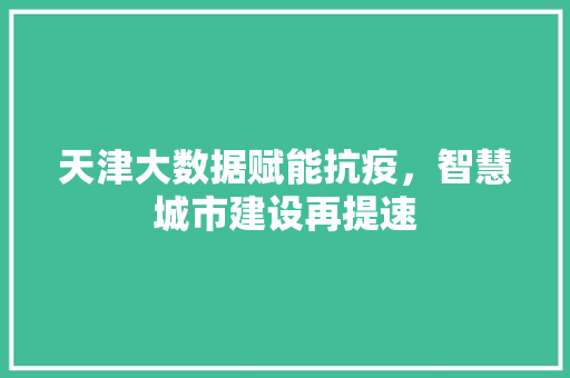 天津大数据赋能抗疫，智慧城市建设再提速
