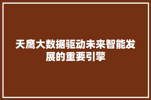 天鹰大数据驱动未来智能发展的重要引擎
