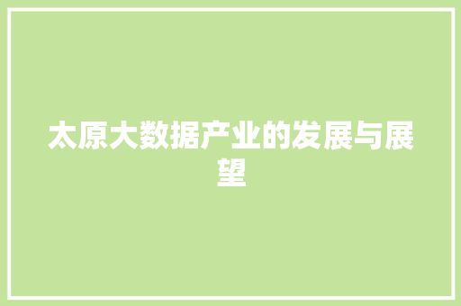 太原大数据产业的发展与展望