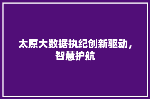 太原大数据执纪创新驱动，智慧护航