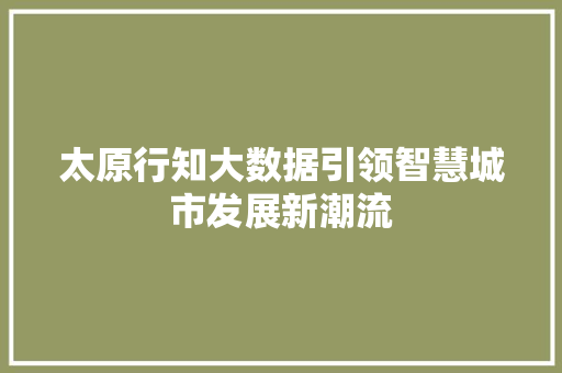 太原行知大数据引领智慧城市发展新潮流