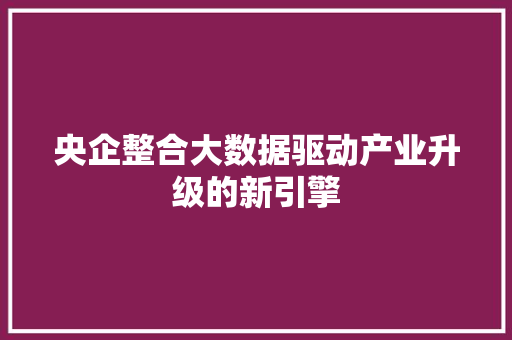 央企整合大数据驱动产业升级的新引擎