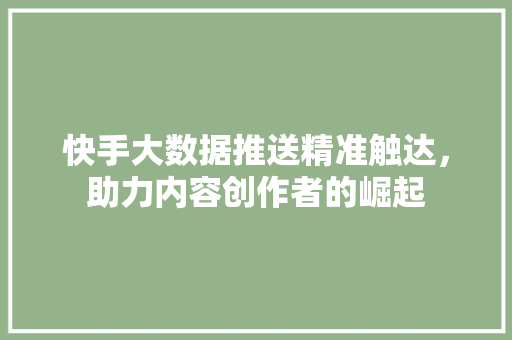 快手大数据推送精准触达，助力内容创作者的崛起