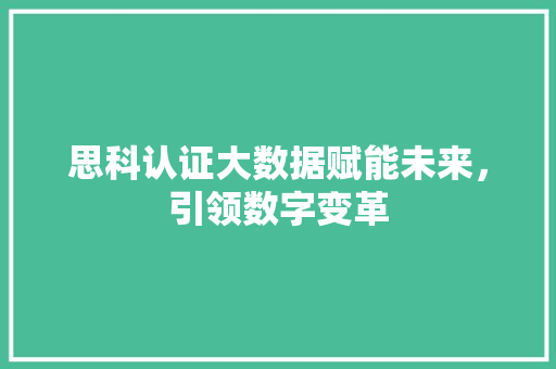 思科认证大数据赋能未来，引领数字变革 SEO教程