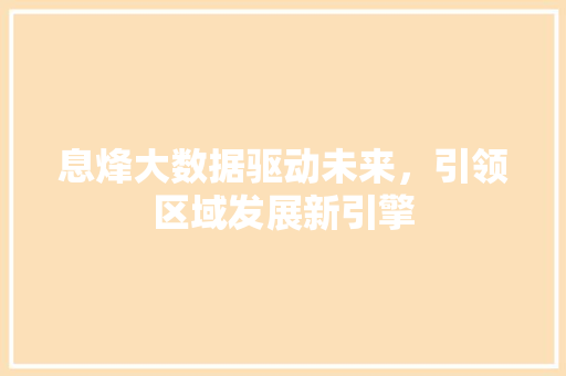 息烽大数据驱动未来，引领区域发展新引擎