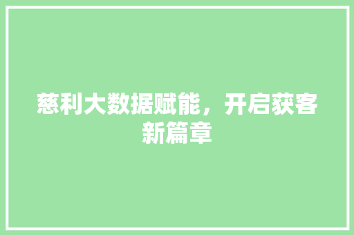 慈利大数据赋能，开启获客新篇章