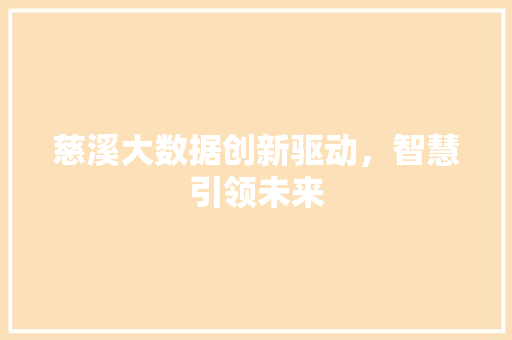 慈溪大数据创新驱动，智慧引领未来