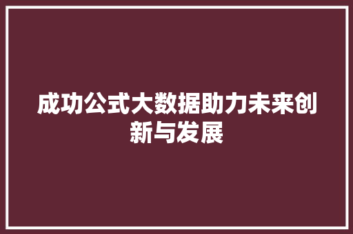 成功公式大数据助力未来创新与发展