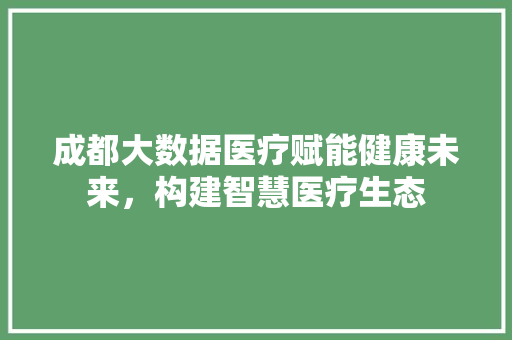 成都大数据医疗赋能健康未来，构建智慧医疗生态