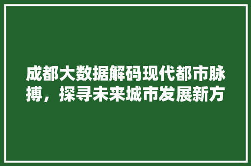 成都大数据解码现代都市脉搏，探寻未来城市发展新方向