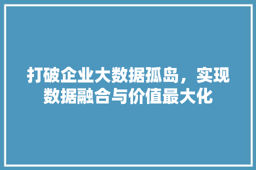 打破企业大数据孤岛，实现数据融合与价值最大化