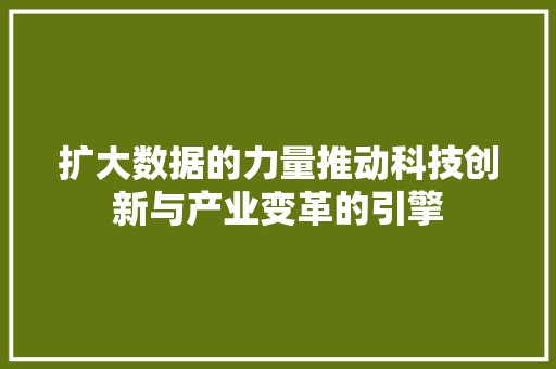 扩大数据的力量推动科技创新与产业变革的引擎