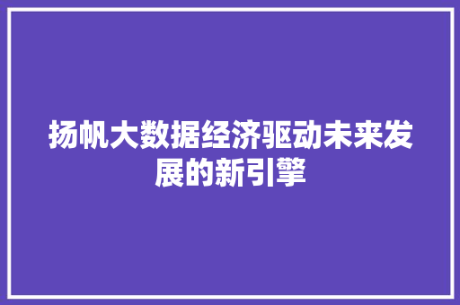 扬帆大数据经济驱动未来发展的新引擎