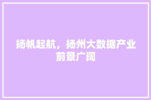 扬帆起航，扬州大数据产业前景广阔