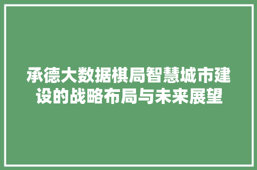 承德大数据棋局智慧城市建设的战略布局与未来展望