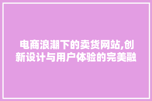 电商浪潮下的卖货网站,创新设计与用户体验的完美融合