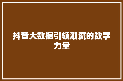 抖音大数据引领潮流的数字力量