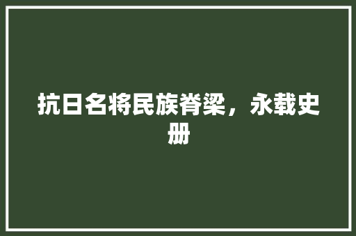 抗日名将民族脊梁，永载史册