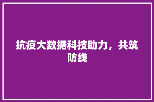 抗疫大数据科技助力，共筑防线