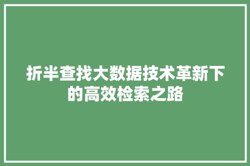 折半查找大数据技术革新下的高效检索之路