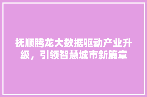 抚顺腾龙大数据驱动产业升级，引领智慧城市新篇章