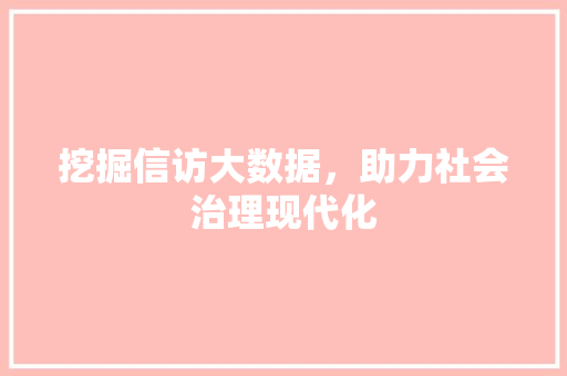 挖掘信访大数据，助力社会治理现代化