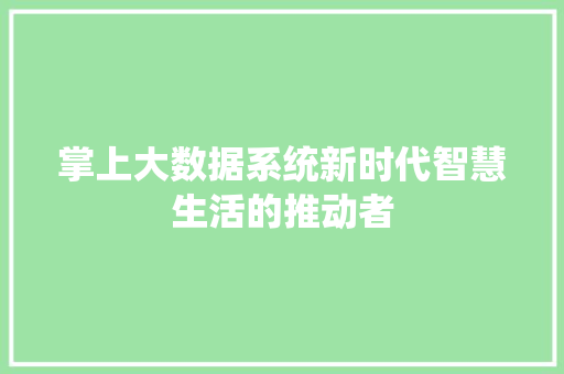 掌上大数据系统新时代智慧生活的推动者
