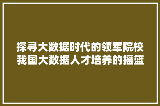 探寻大数据时代的领军院校我国大数据人才培养的摇篮 WordPress教程