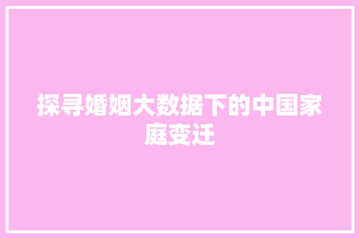 探寻婚姻大数据下的中国家庭变迁 SEO教程
