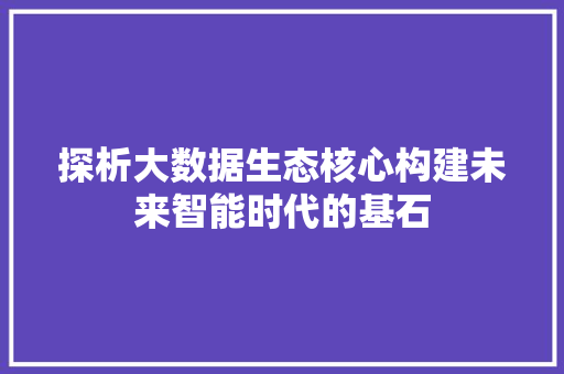 探析大数据生态核心构建未来智能时代的基石