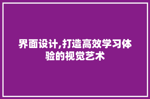 界面设计,打造高效学习体验的视觉艺术