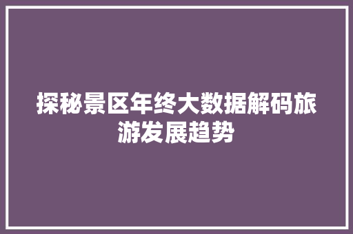 探秘景区年终大数据解码旅游发展趋势