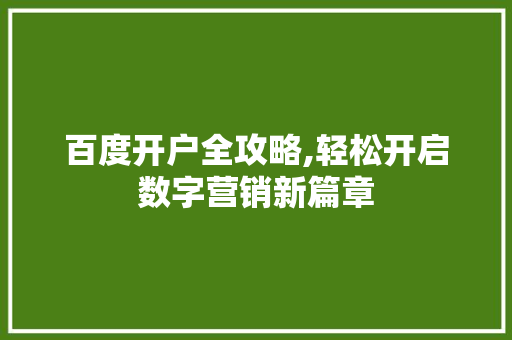 百度开户全攻略,轻松开启数字营销新篇章