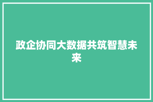 政企协同大数据共筑智慧未来 建站教程