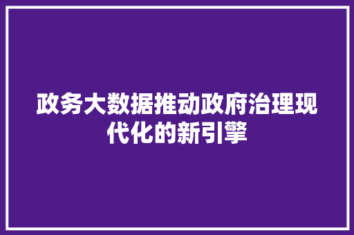 政务大数据推动政府治理现代化的新引擎