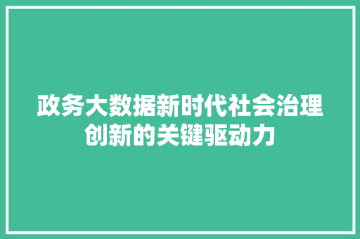 政务大数据新时代社会治理创新的关键驱动力